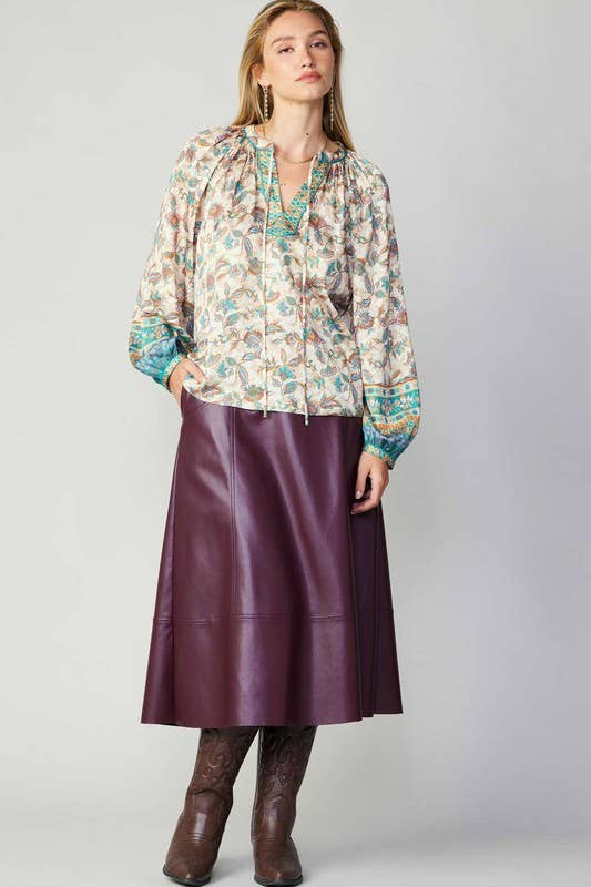 Floral Border Print Blouse