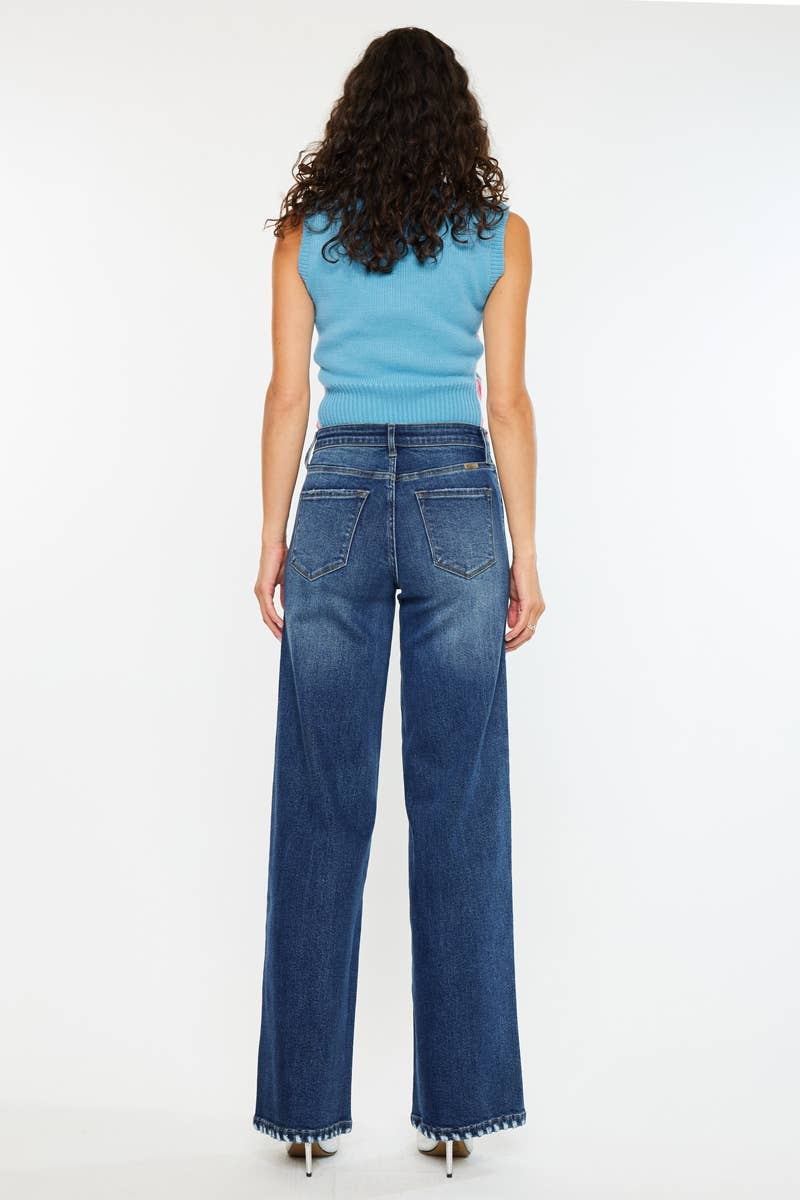 HIGH RISE WIDE LEG DEMIN JEANS - KAN CAN