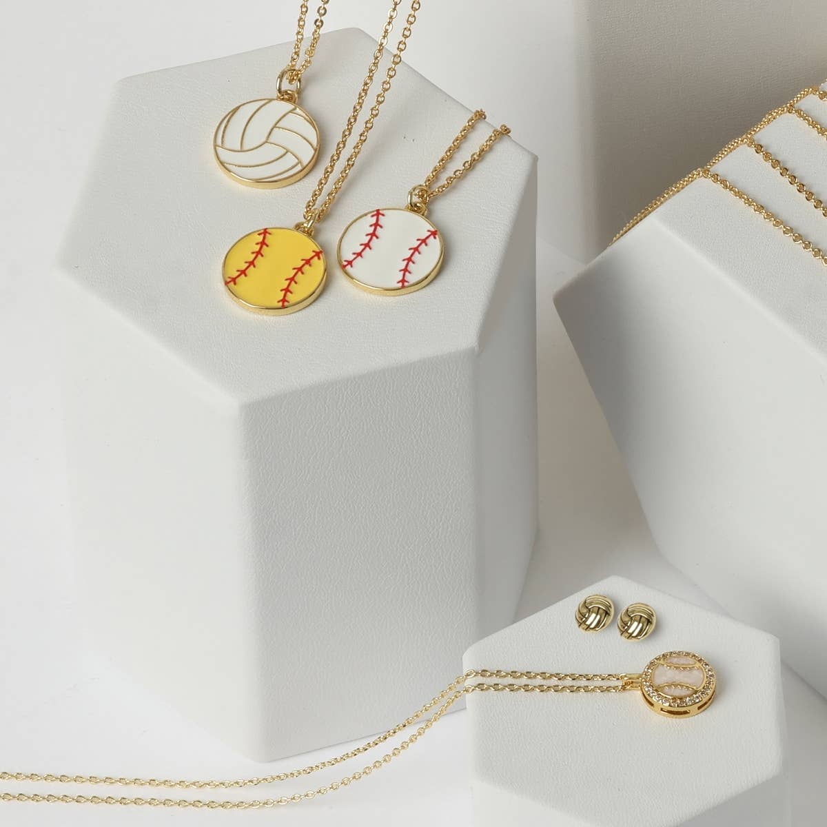Delicate Shimmering Baseball Pendant Necklace