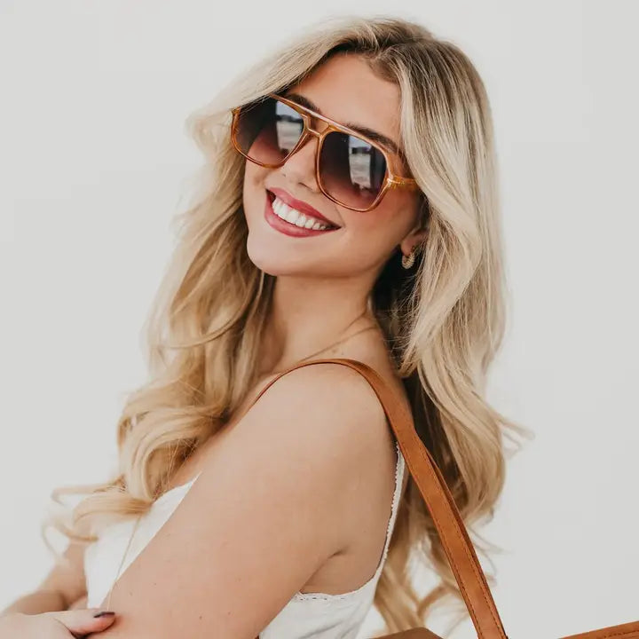 Natalie Oversized Aviator Sunglasses Wholesale - Brown Tortoise/Brown