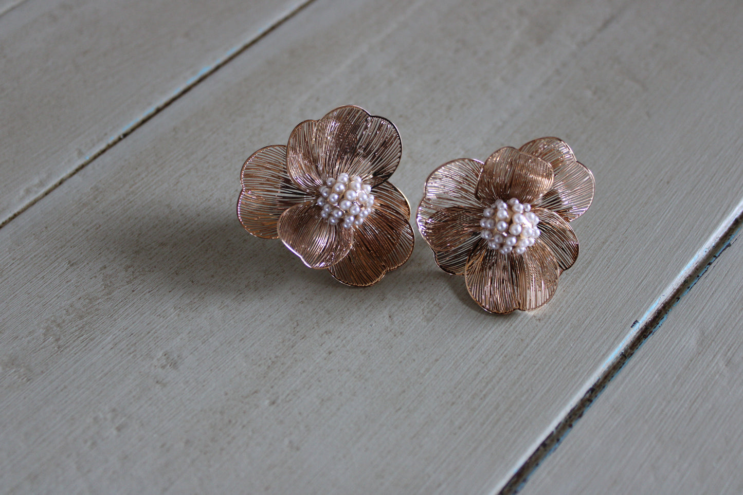 Gold Flower Stud Earrings
