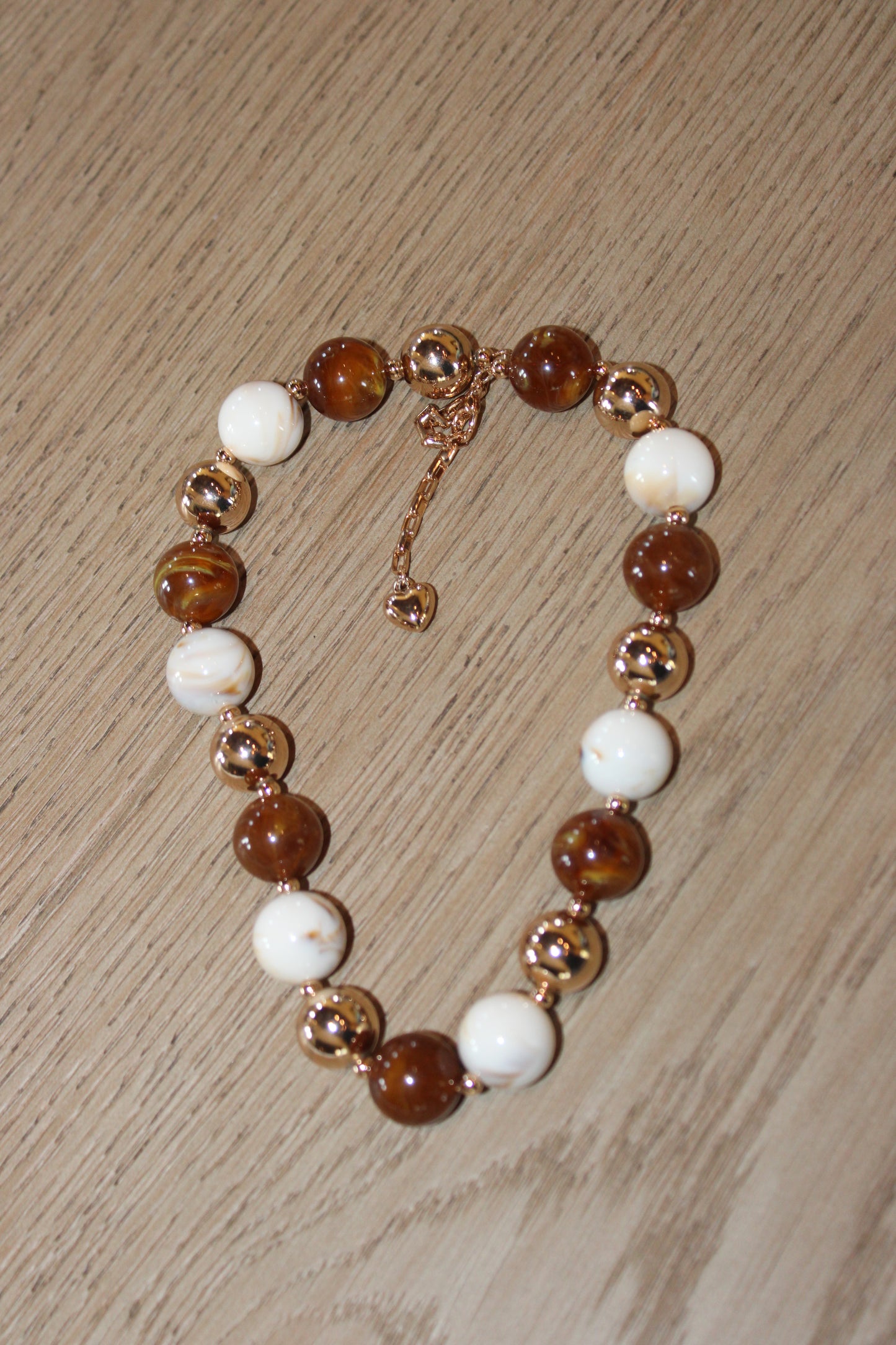 Brown & Cream Ball Bead Necklace