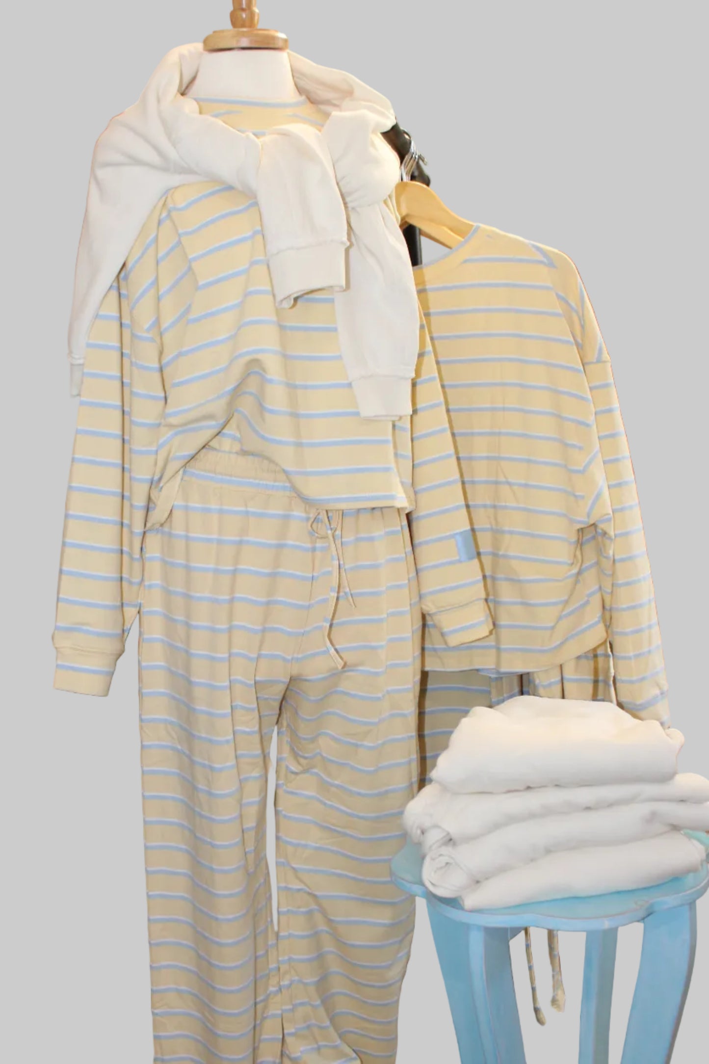 Terry Loose Fit Lounge Striped Pants