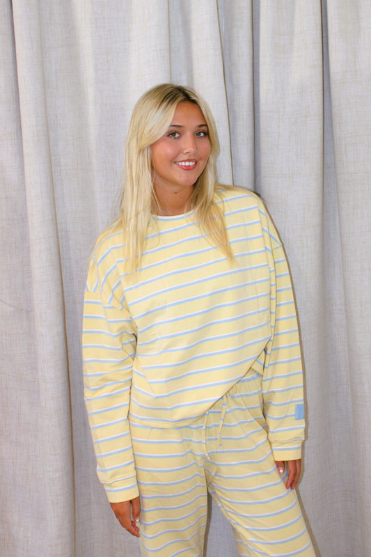 Terry Loose Fit Lounge Striped Sweatshirt