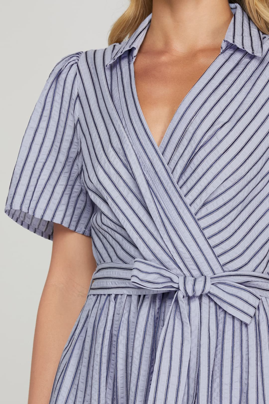 Dixie Coastal Stripe Wrap Midi Dress