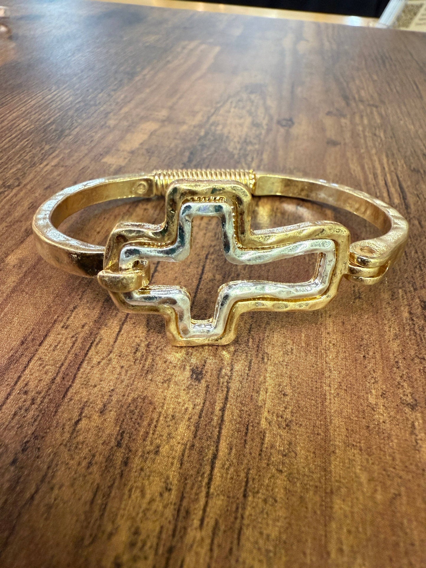 Mixed Metal Cross Cuff Bracelet