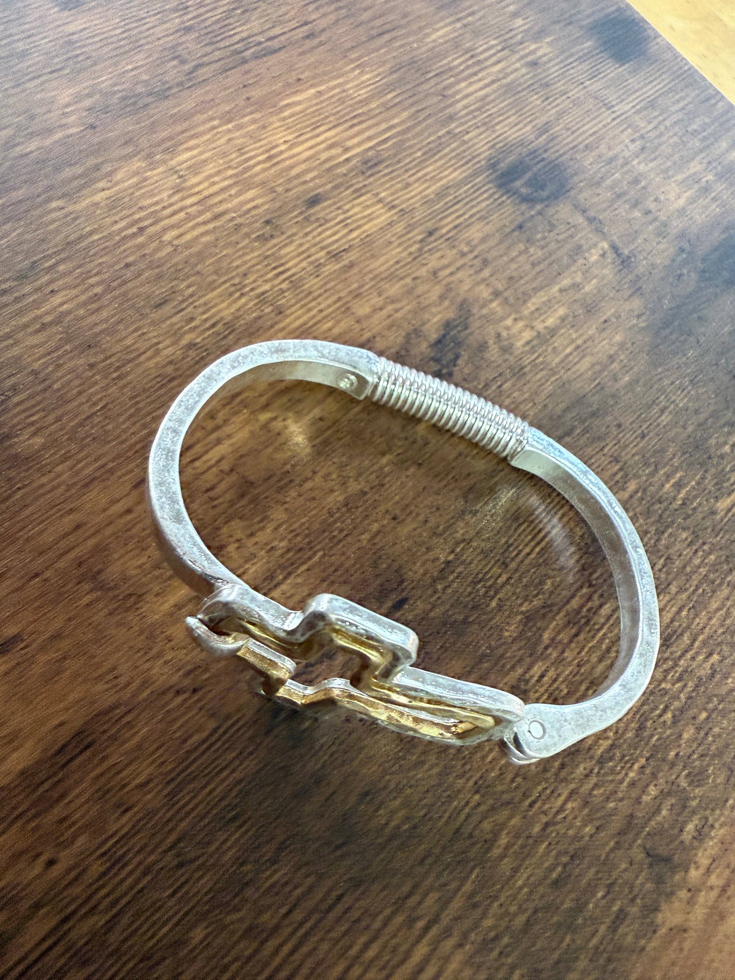 Mixed Metal Cross Cuff Bracelet