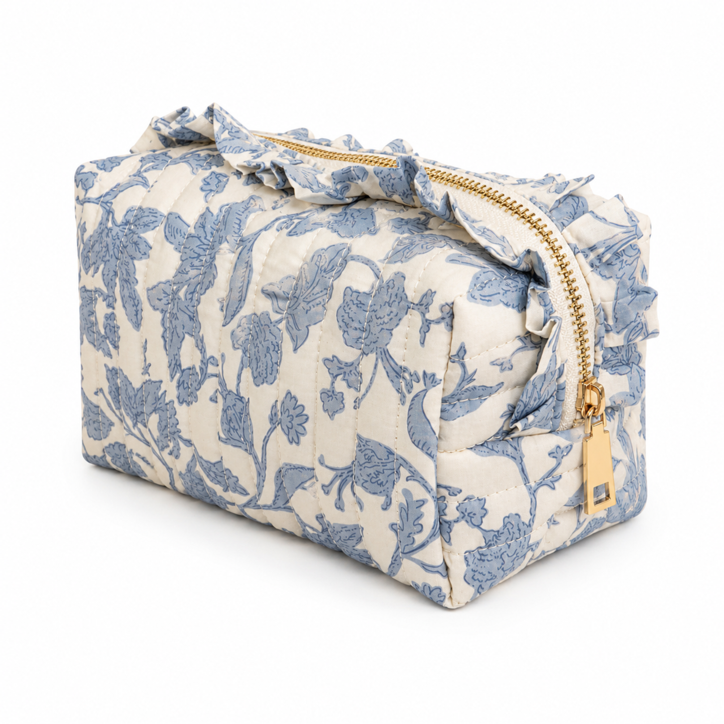 Frannie French Toile Ruffle Cosmetic Case