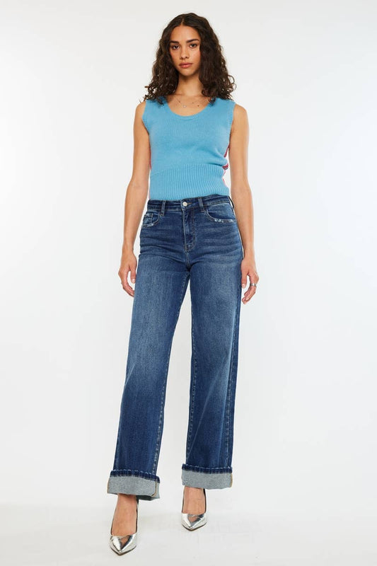 HIGH RISE WIDE LEG DEMIN JEANS - KAN CAN