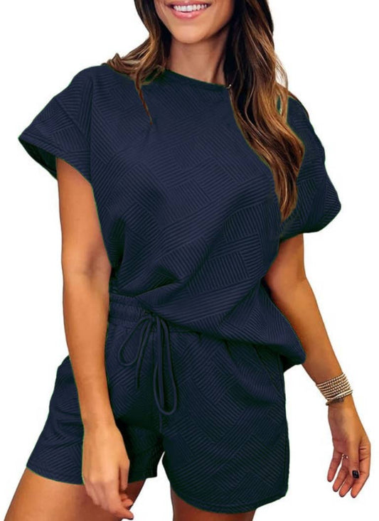 Cozy Textured Top And Shorts in Black