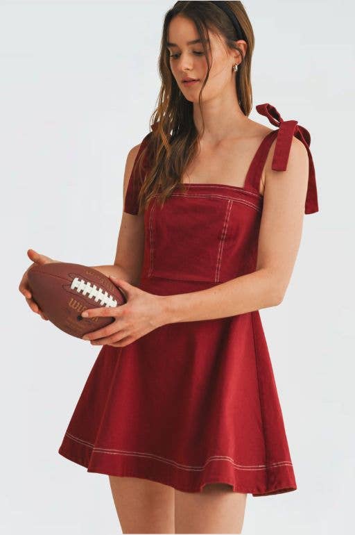 Macie Maroon Flowy Mini Dress
