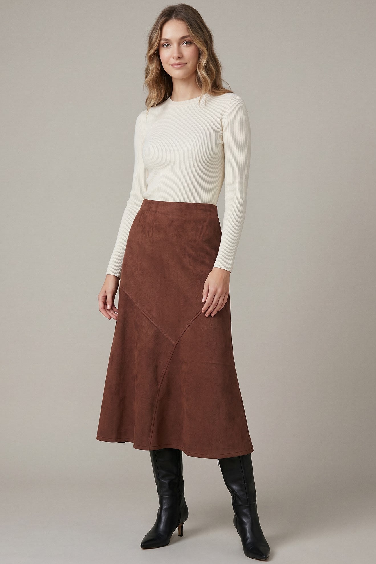 Mae Brown Suede Skirt