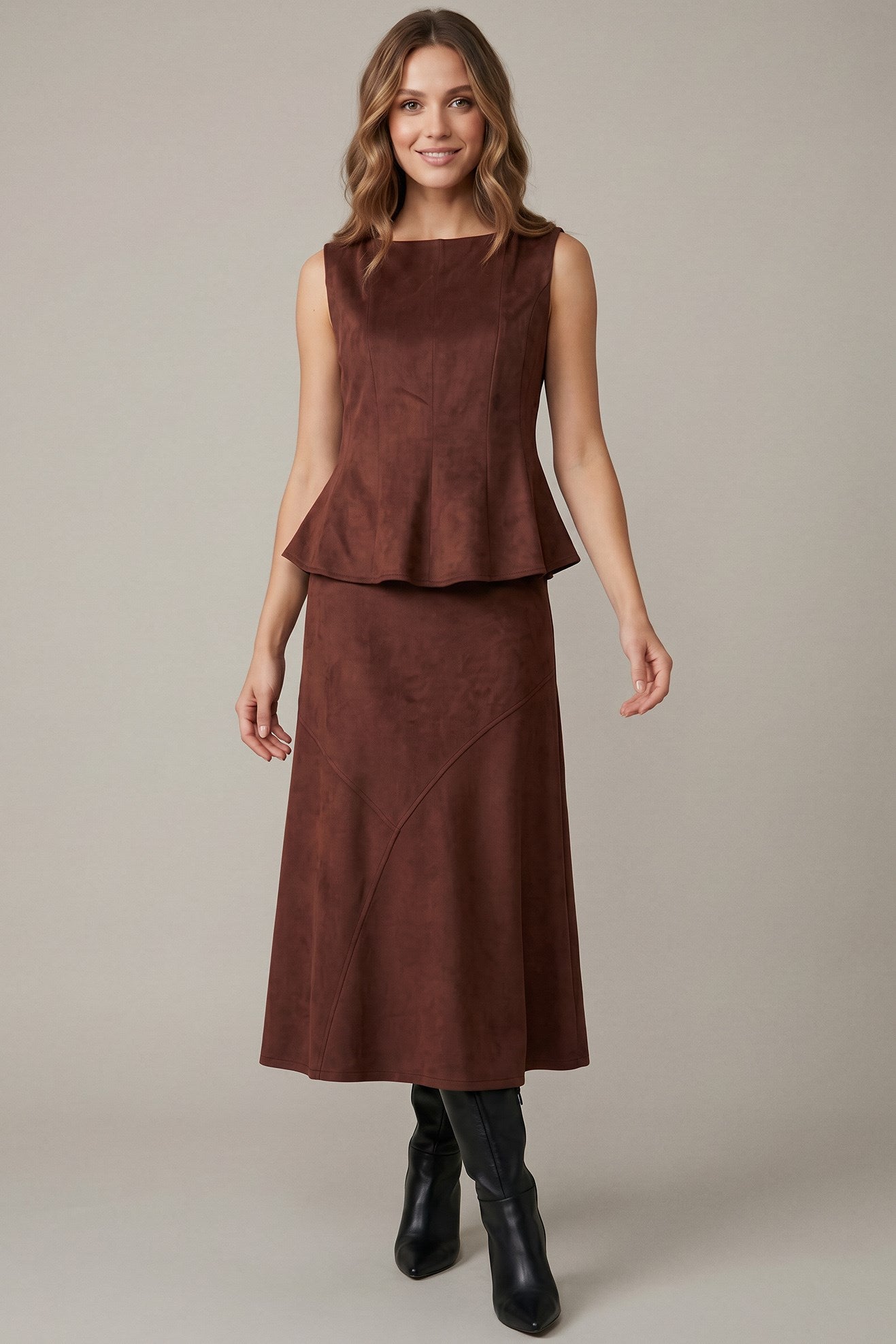 Mae Brown Suede Skirt