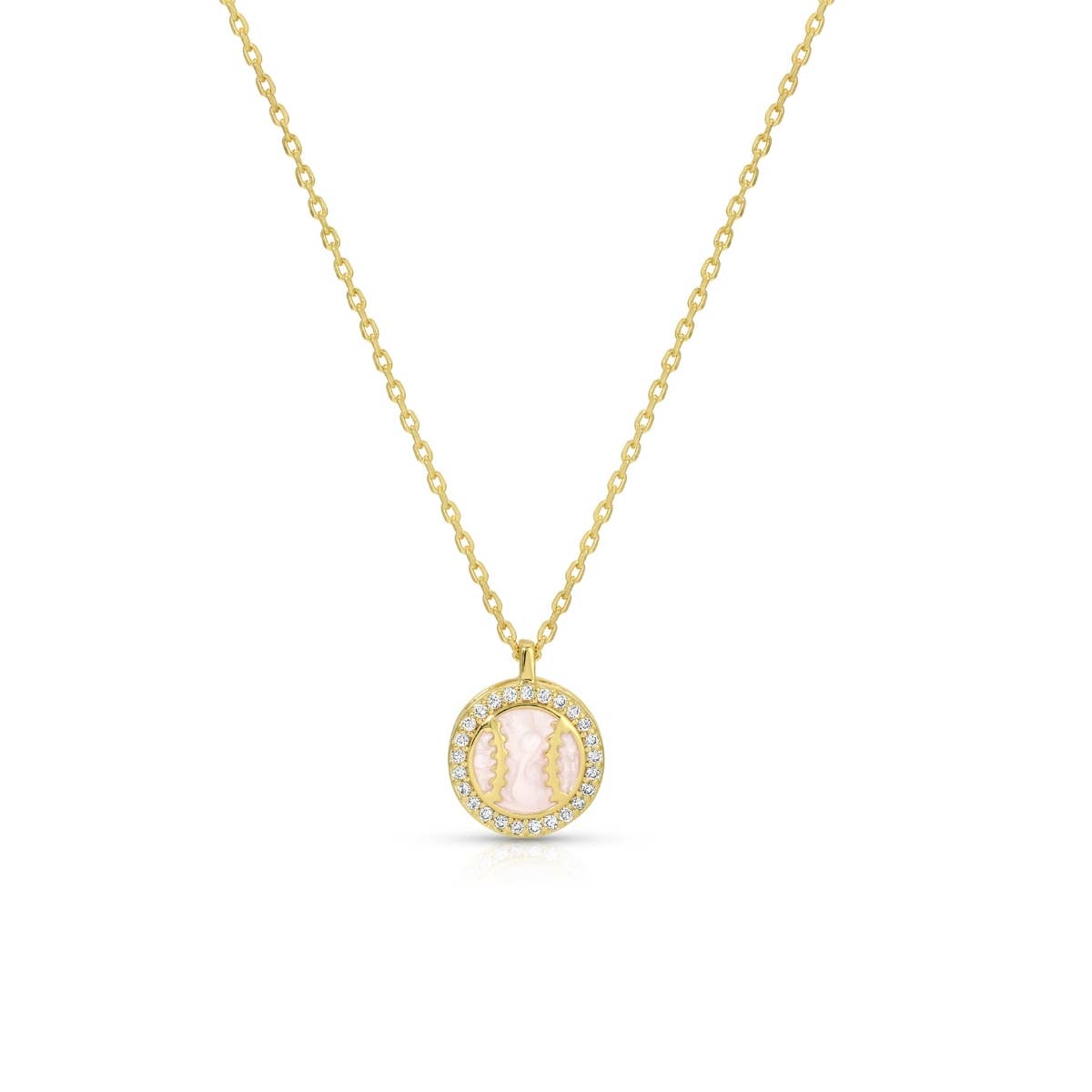 Delicate Shimmering Baseball Pendant Necklace
