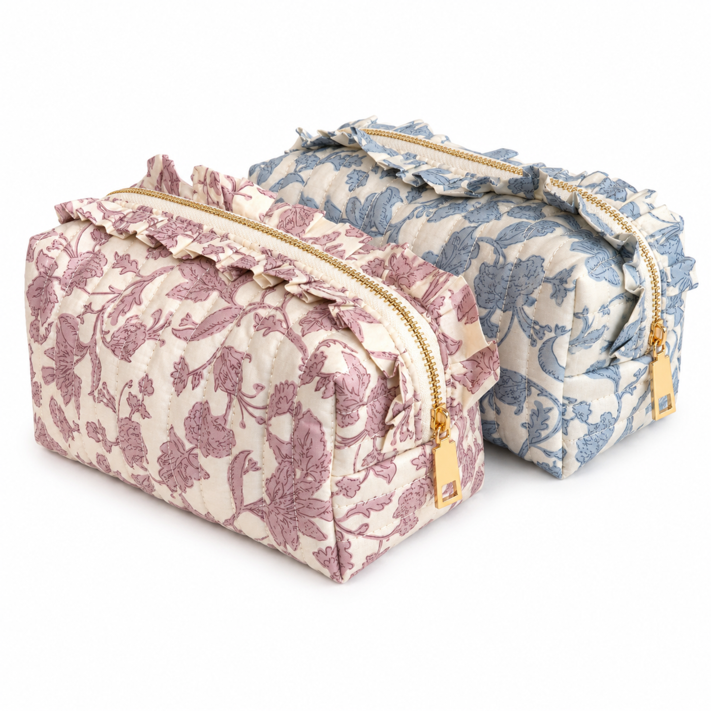 Frannie French Toile Ruffle Cosmetic Case