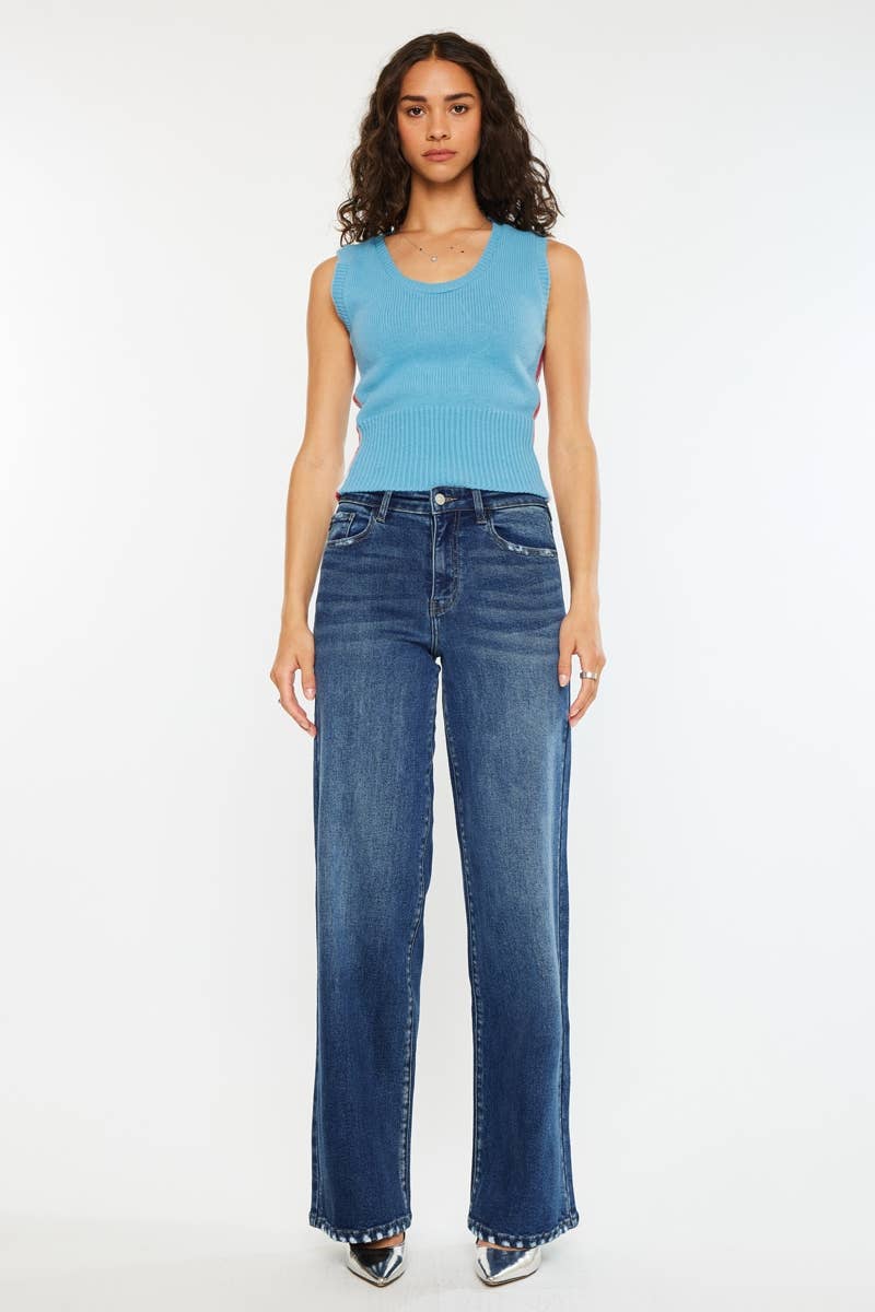 HIGH RISE WIDE LEG DEMIN JEANS - KAN CAN