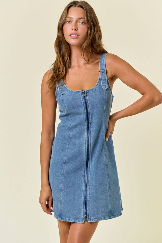 Reese Front Zip Denim Mini Dress