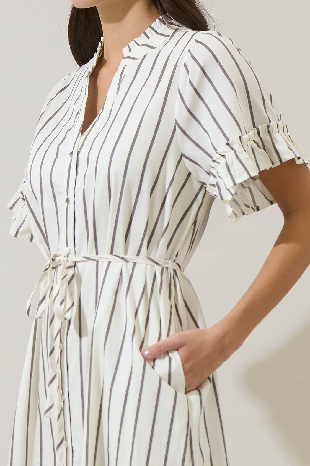 Carrie Striped Button Up Midi Dress