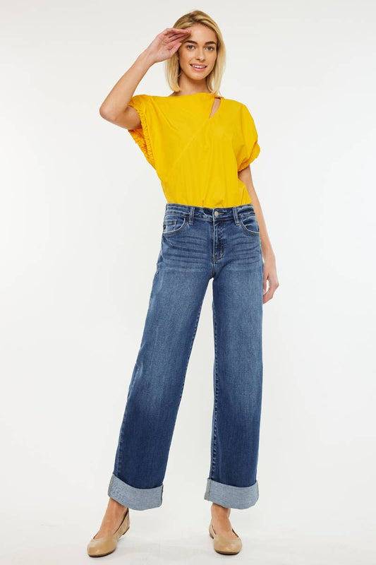 HIGH RISE WIDE LEG JEANS-KC20083M