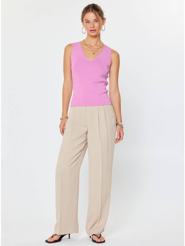 Lucy Sleeveless V-Neck Sweater Top