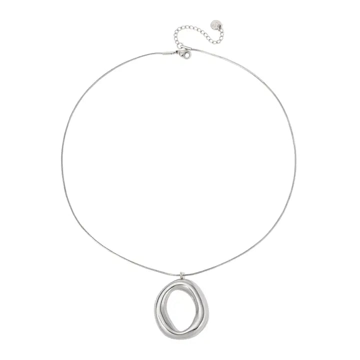 Camille Open Circle Statement Necklace - Silver