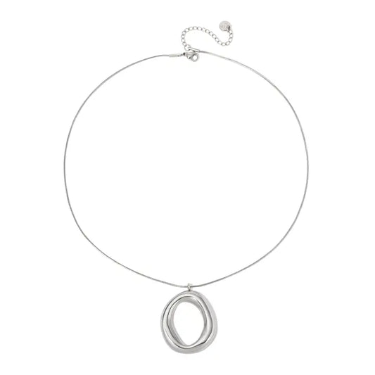 Camille Open Circle Statement Necklace - Silver