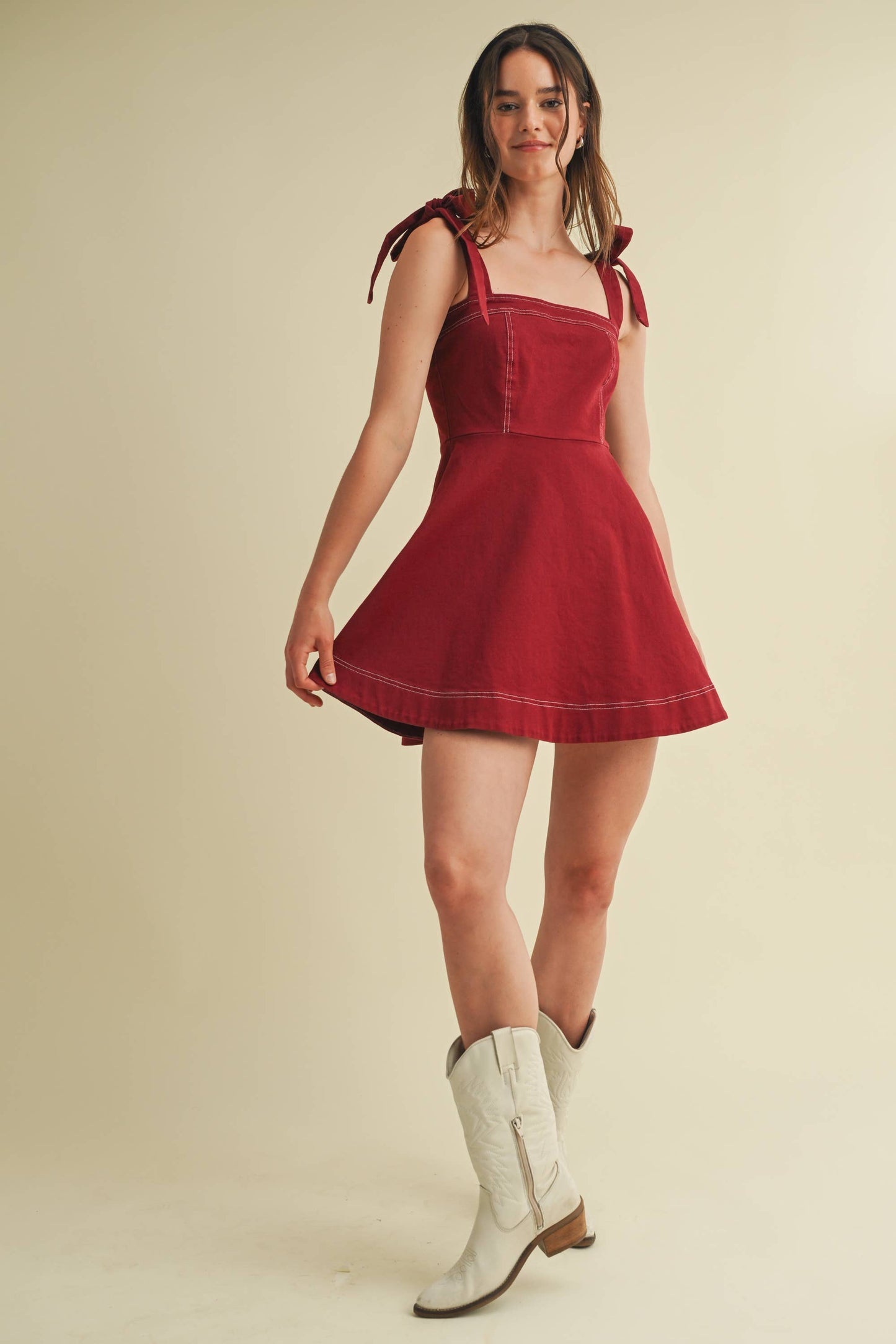 Macie Maroon Flowy Mini Dress
