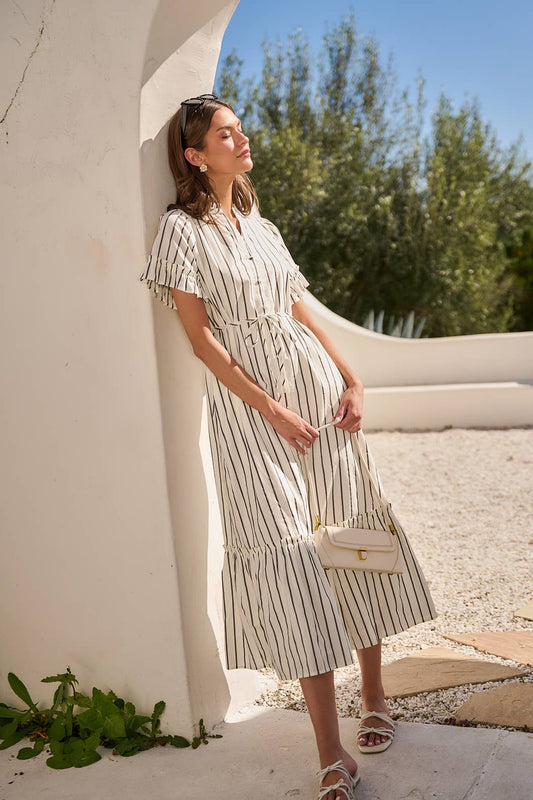 Carrie Striped Button Up Midi Dress