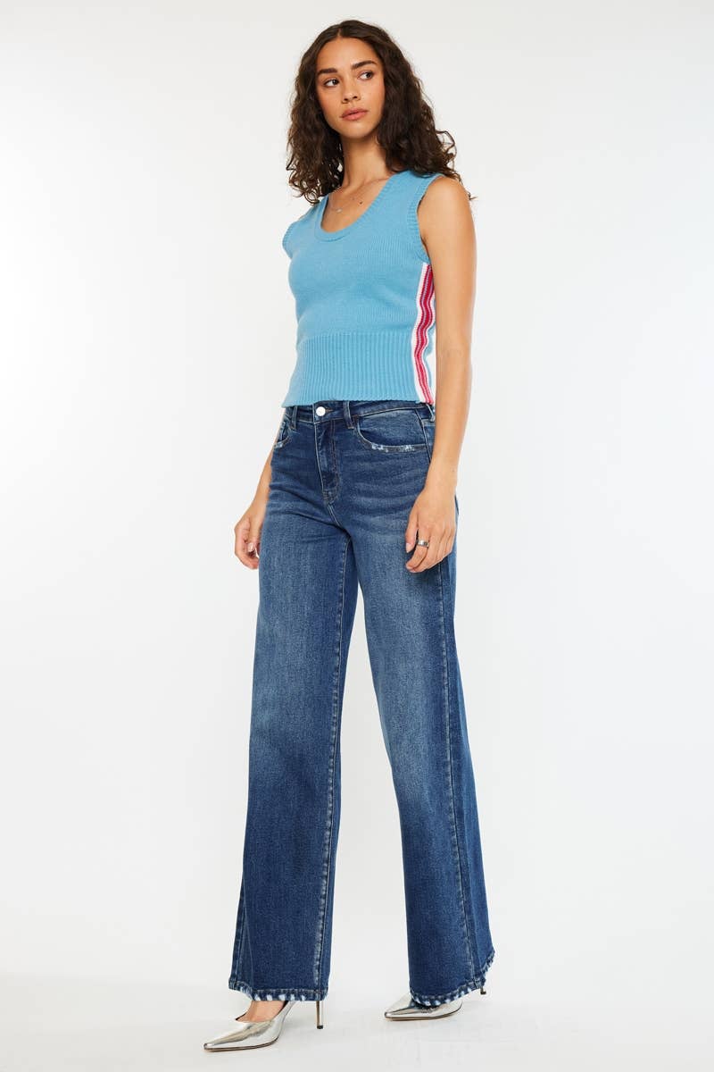 HIGH RISE WIDE LEG DEMIN JEANS - KAN CAN