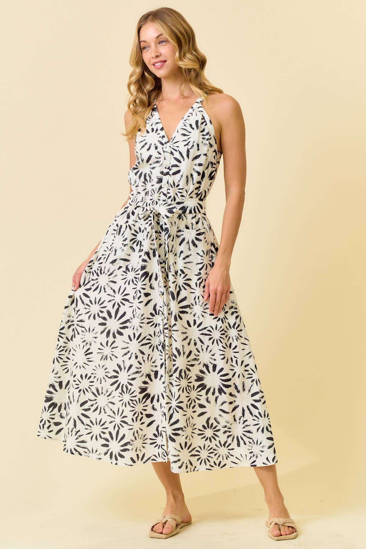 Ana Floral Halter Midi Dress