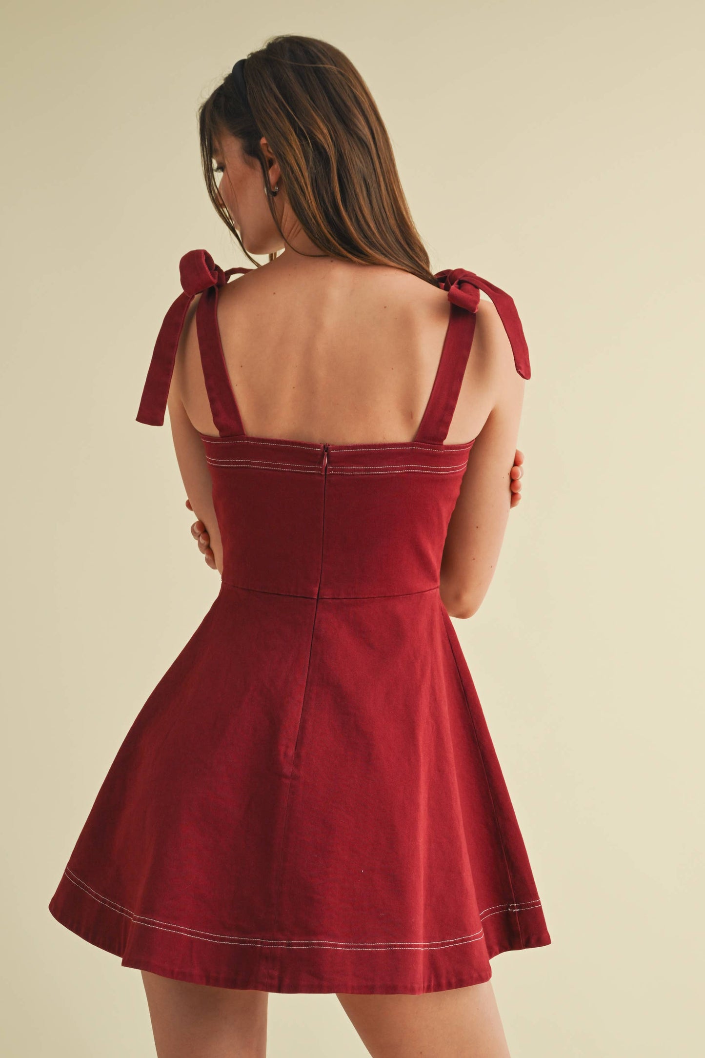 Macie Maroon Flowy Mini Dress