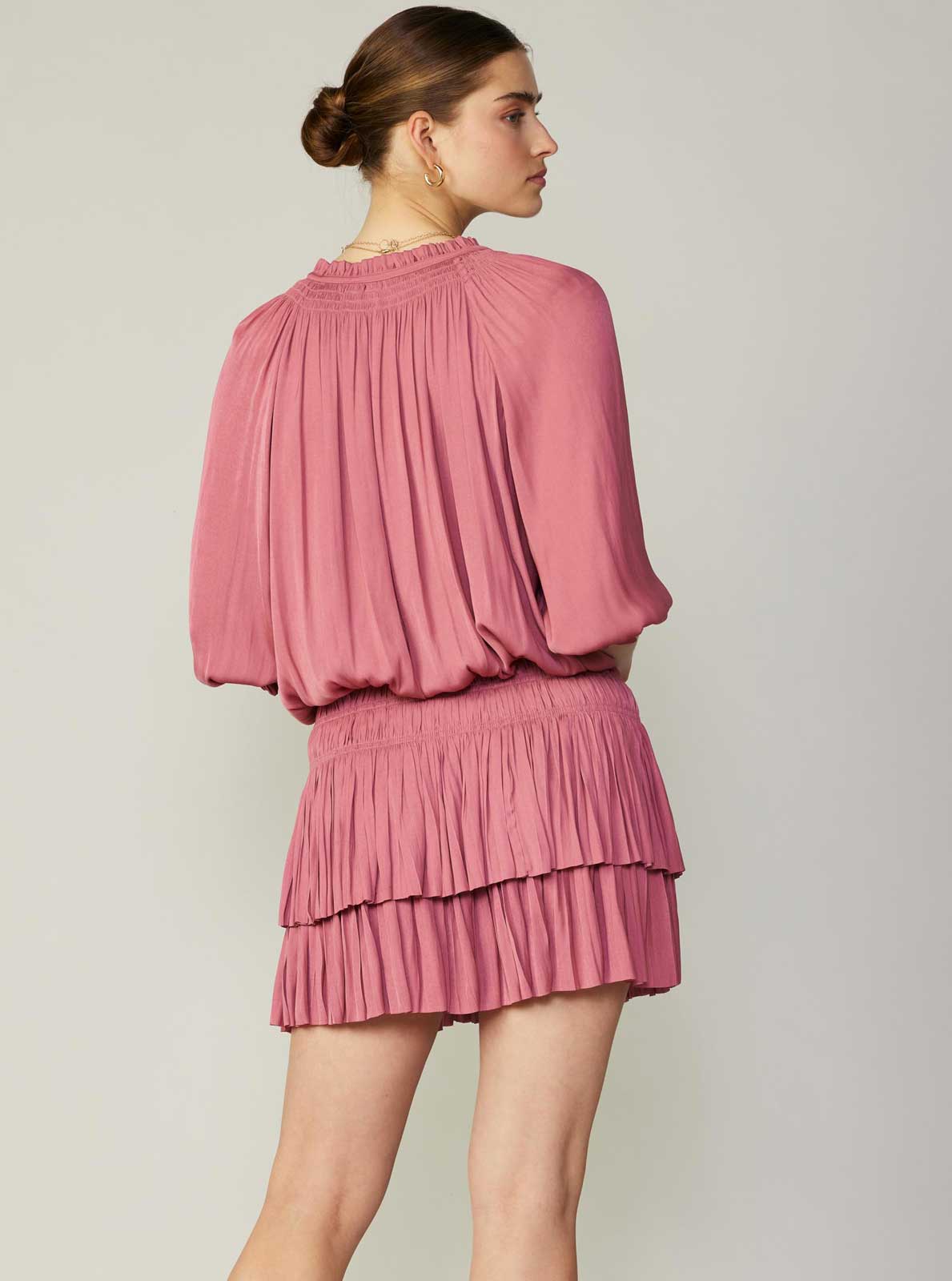 Andrea Pleated Mini Dress: Rose