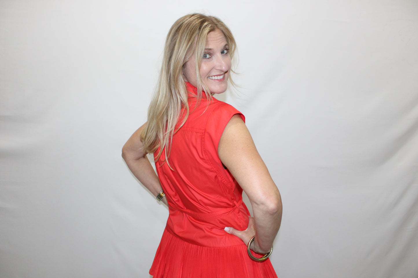 Button Down Tiered Mini Dress with Belt