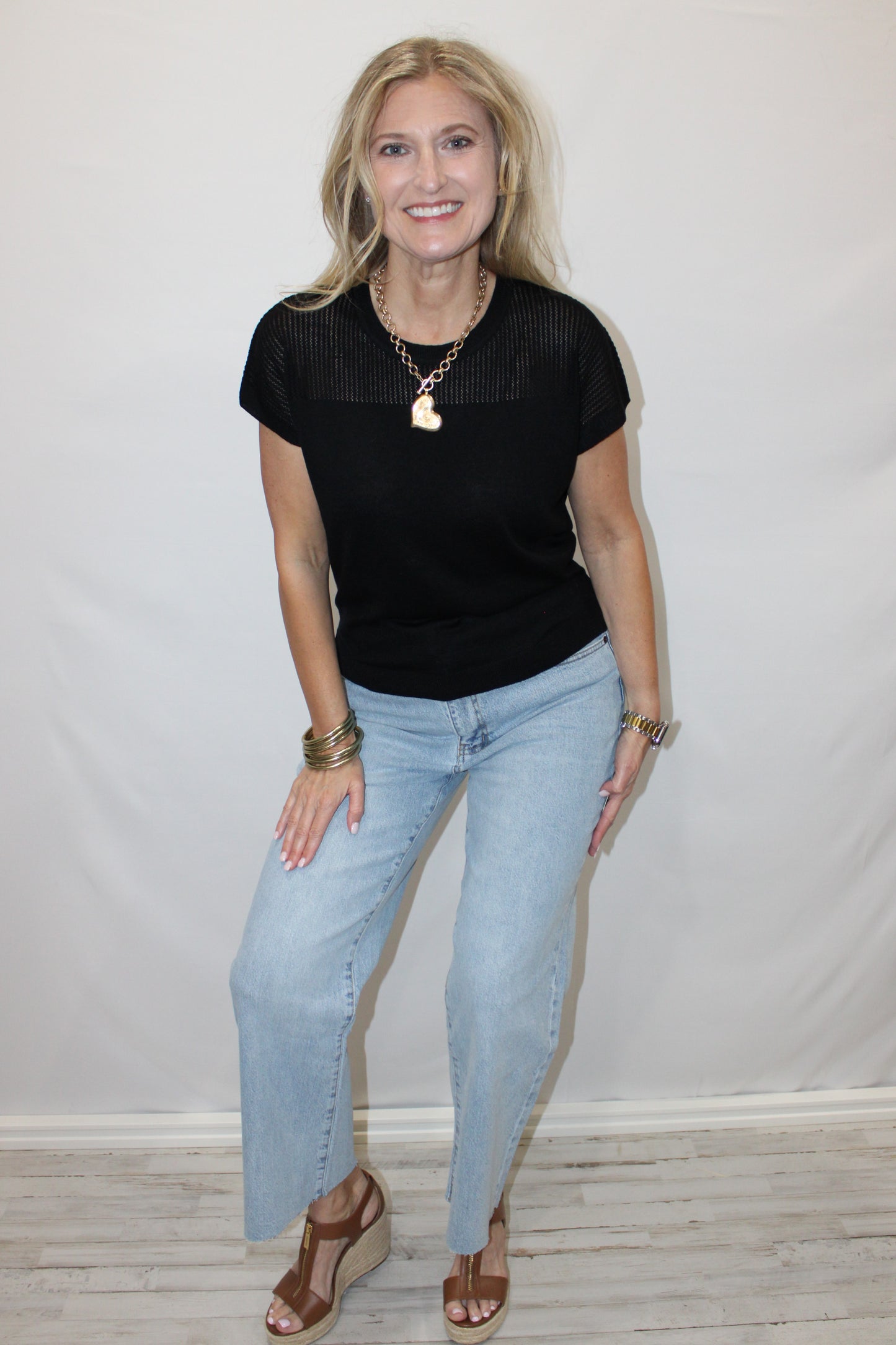 Aberdeen Ankle Crop High Rise Jeans, Light Indigo Worn