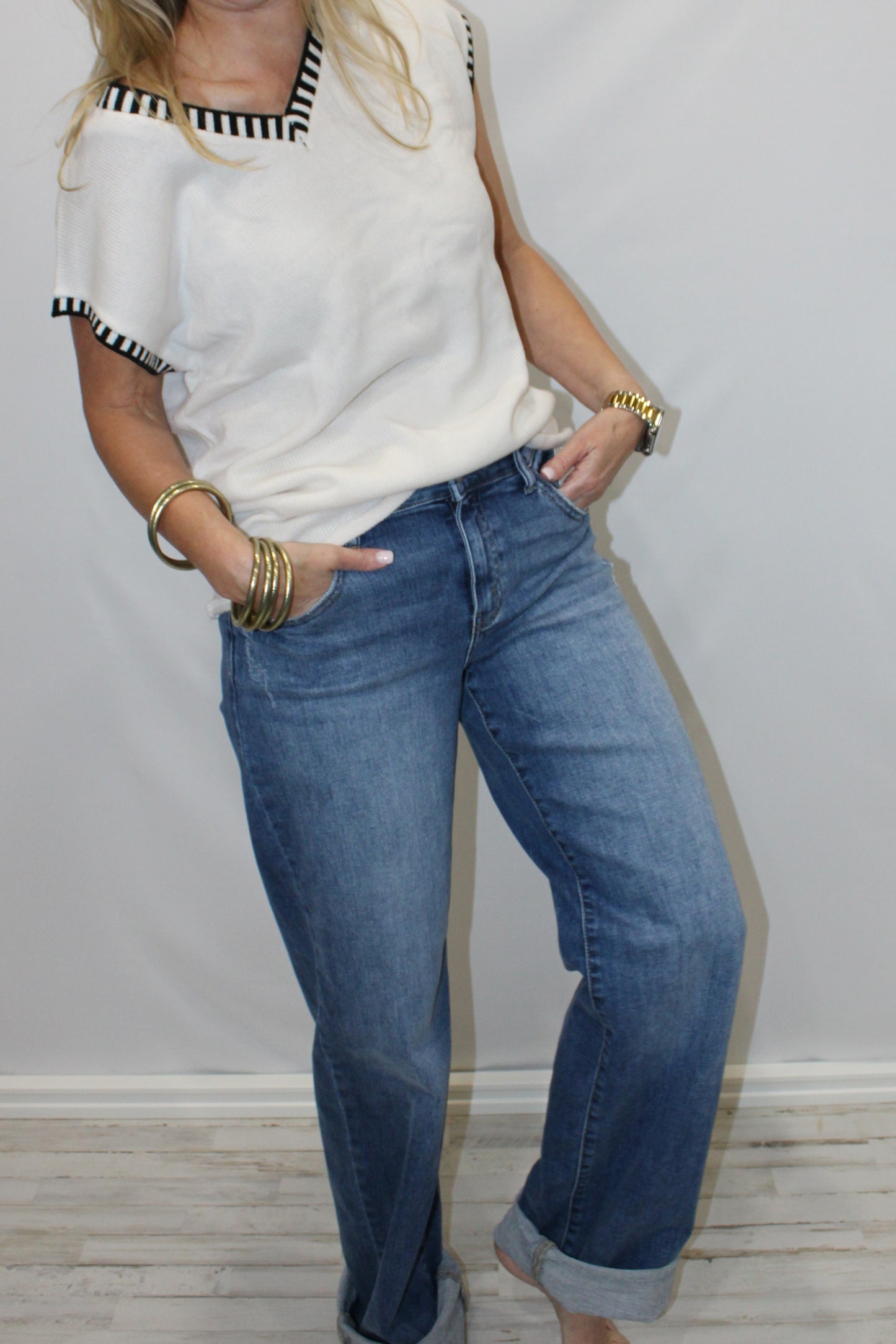 HIGH RISE WIDE LEG JEANS-KC20083M