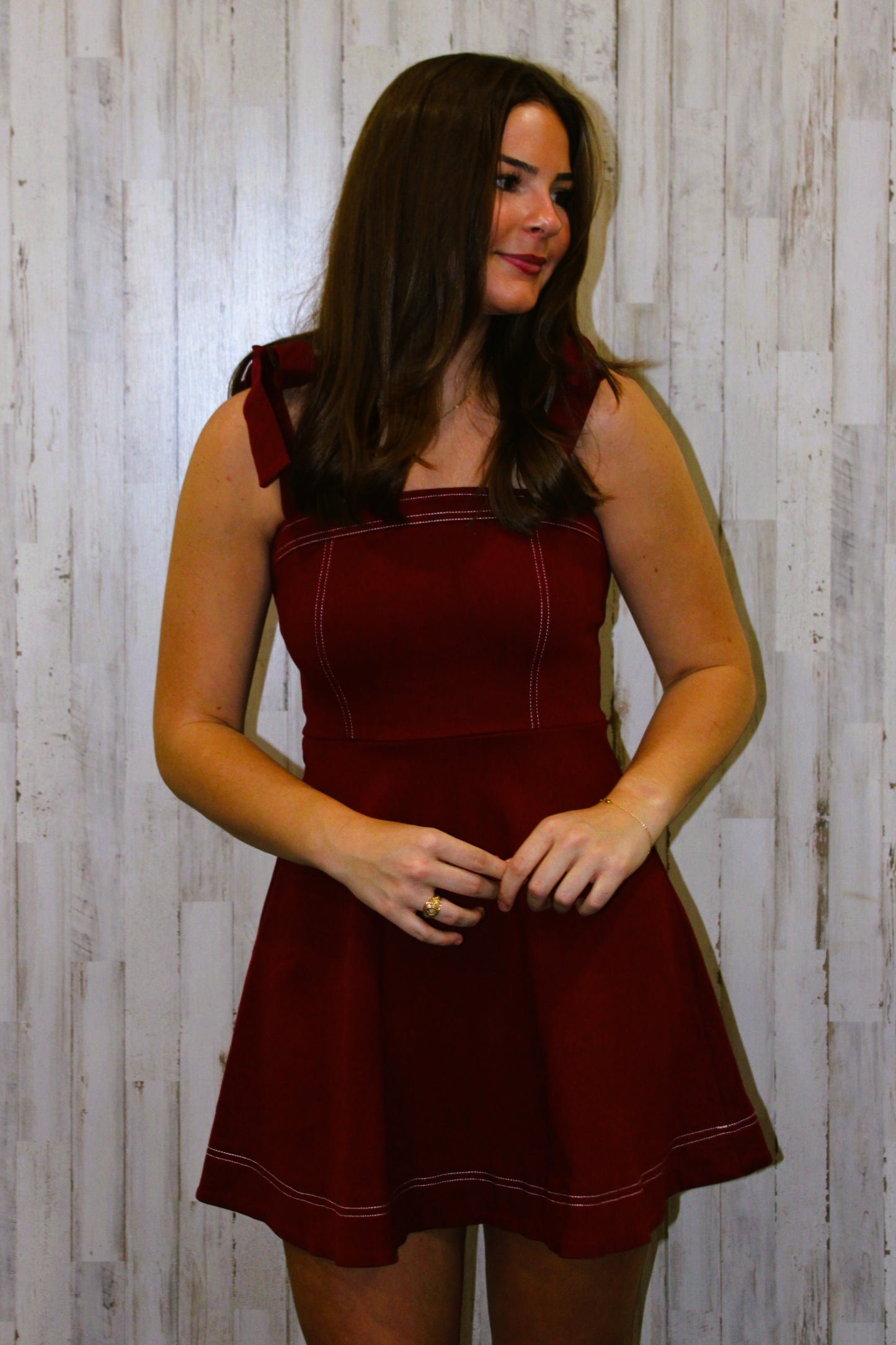 Macie Maroon Flowy Mini Dress