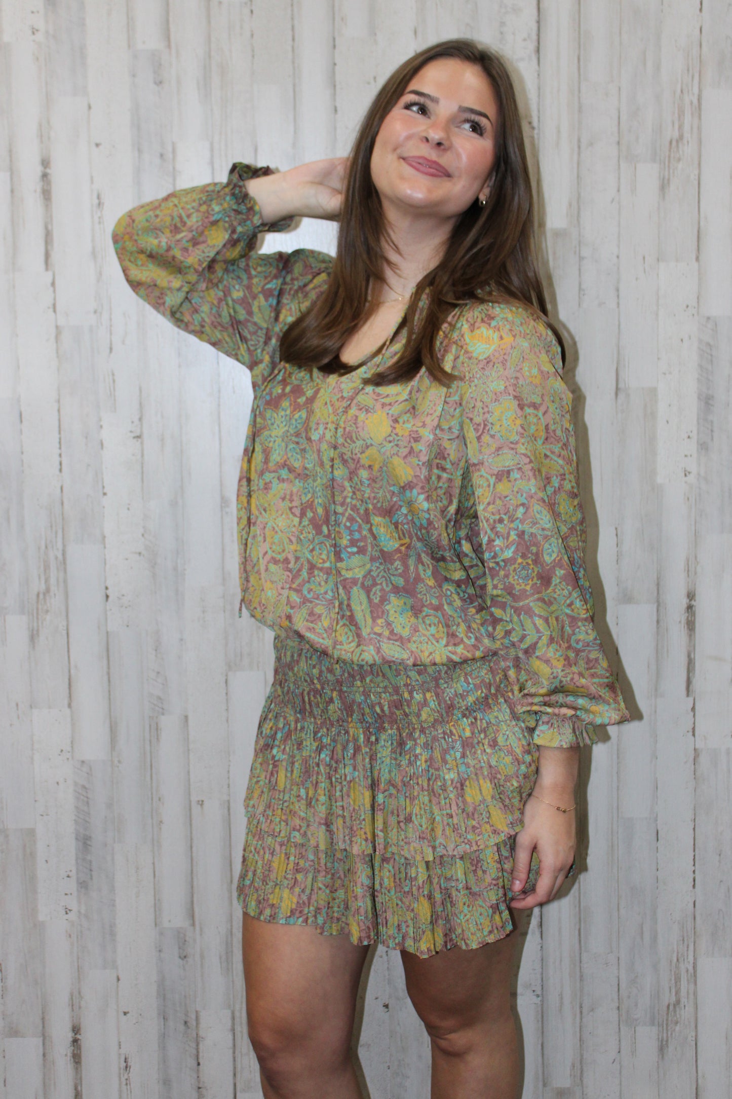 Andrea Abstract Pleated Mini Dress