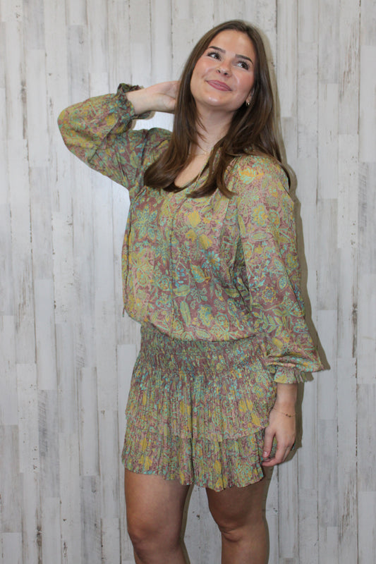 Andrea Abstract Pleated Mini Dress