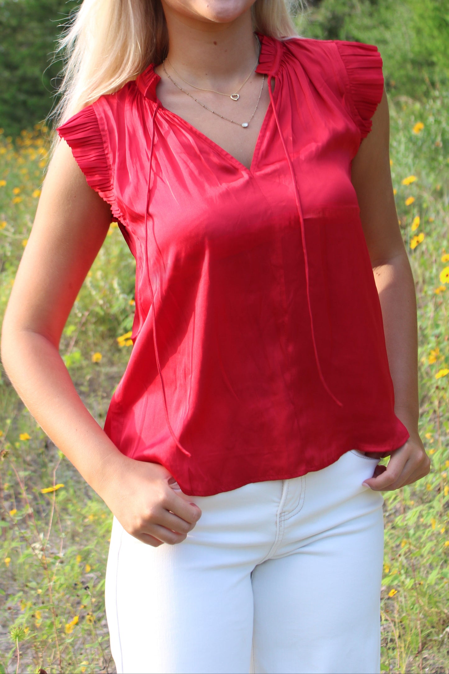 Margot Pleated Sleeve Bouse