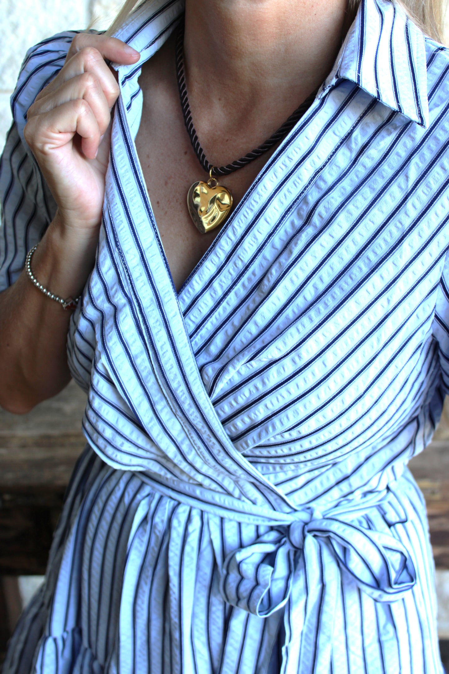 Dixie Coastal Stripe Wrap Midi Dress