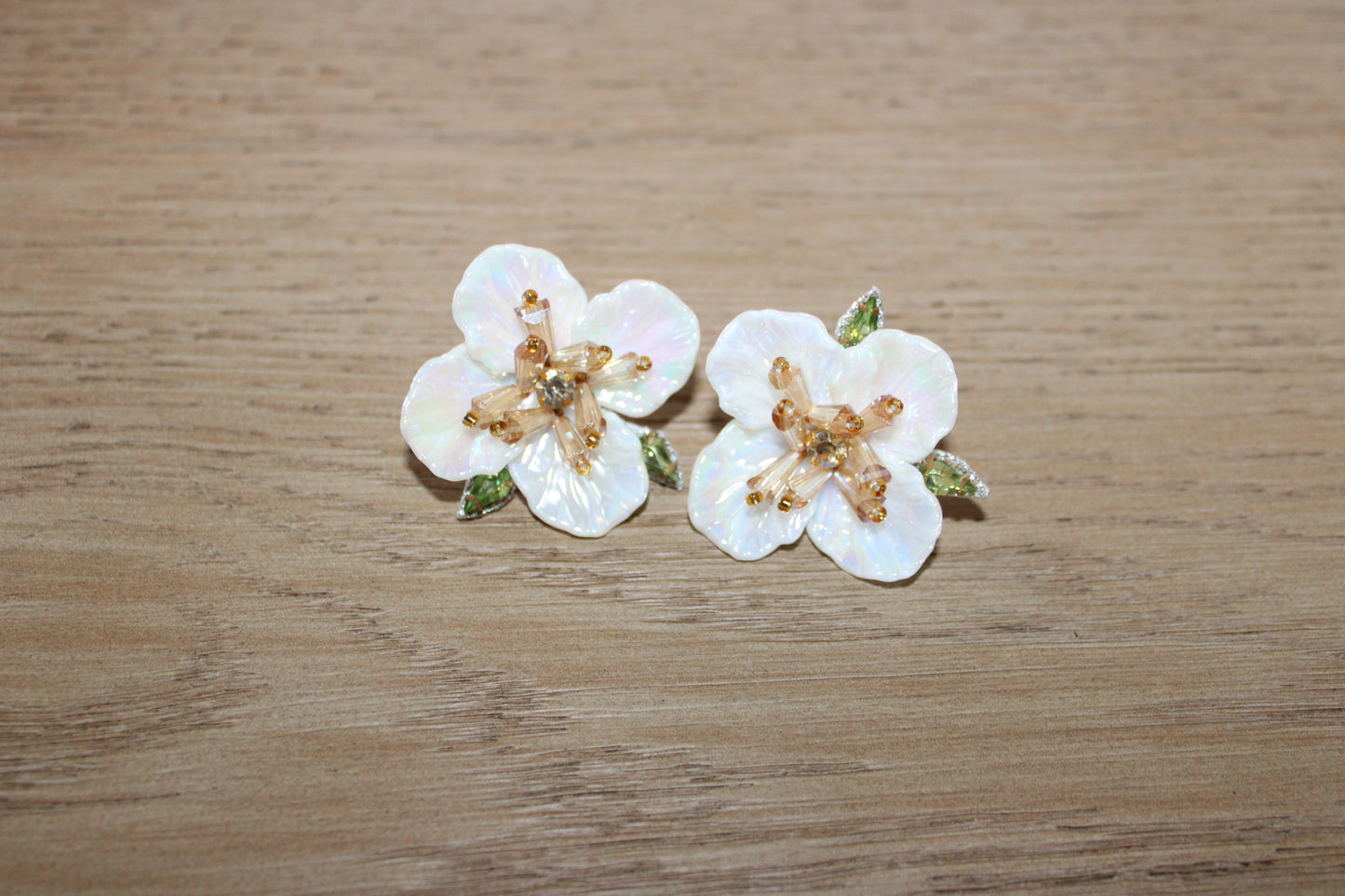 Flower Stud Earrings - White