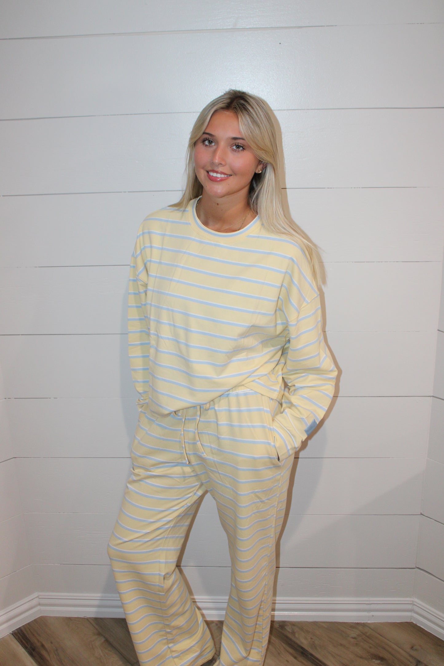 Terry Loose Fit Lounge Striped Pants