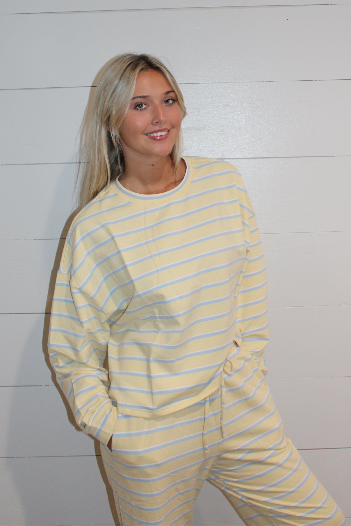 Terry Loose Fit Lounge Striped Pants