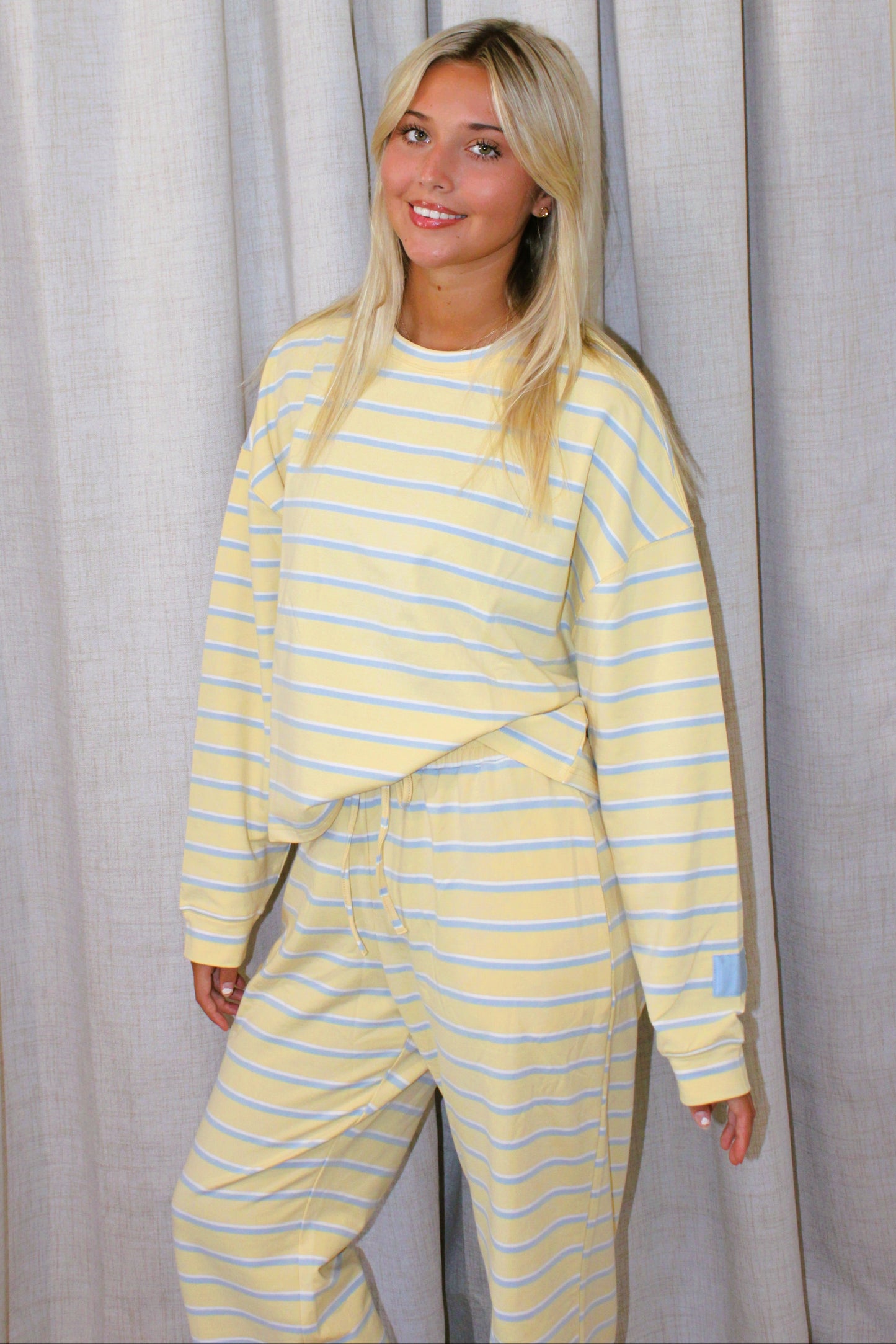 Terry Loose Fit Lounge Striped Pants