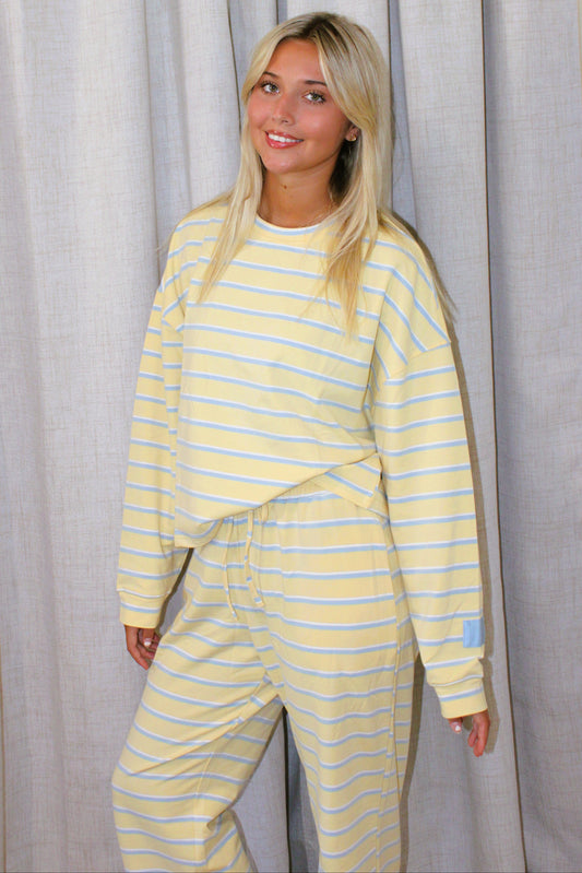Terry Loose Fit Lounge Striped Pants