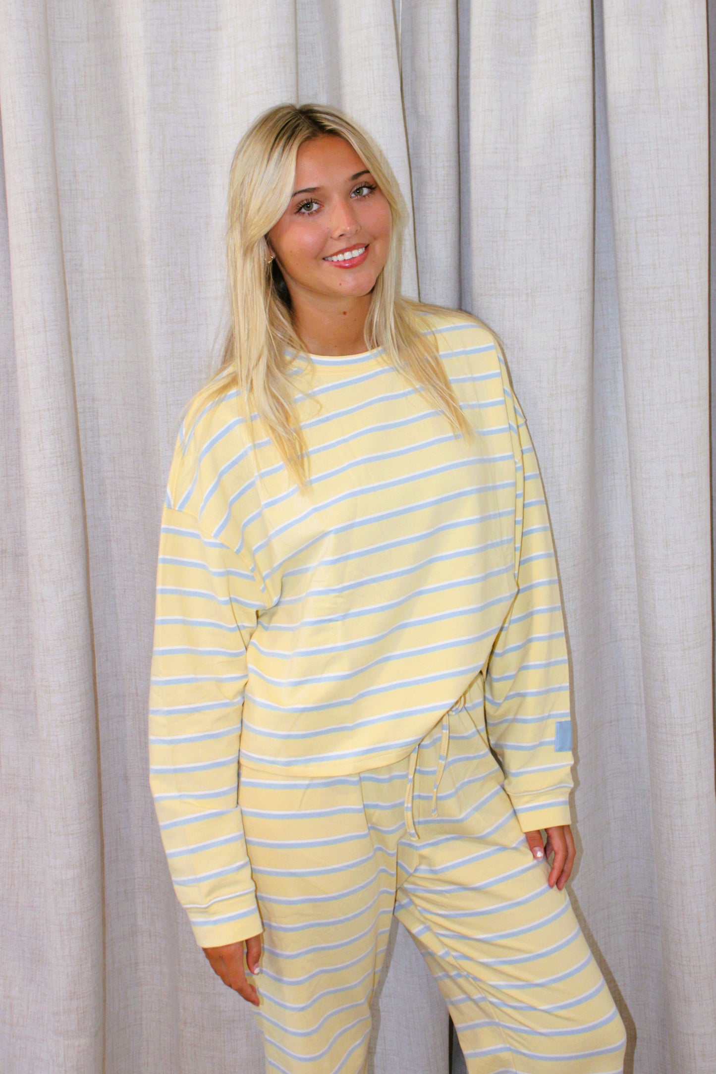 Terry Loose Fit Lounge Striped Pants