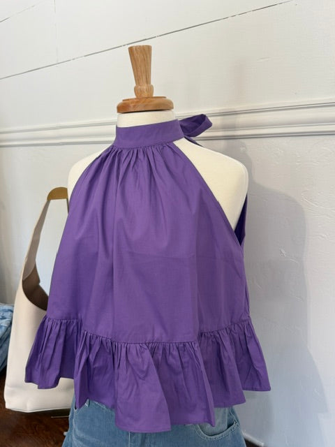 Ali Halter Neck Gathered Peplum Top