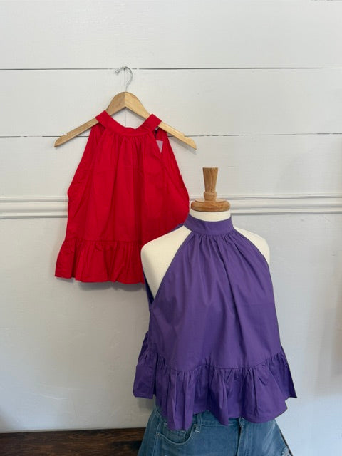 Ali Halter Neck Gathered Peplum Top