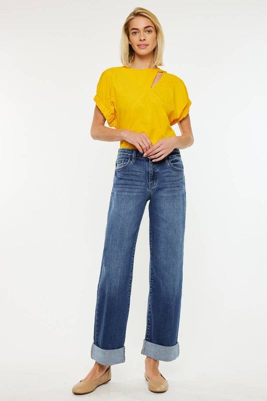 HIGH RISE WIDE LEG JEANS-KC20083M