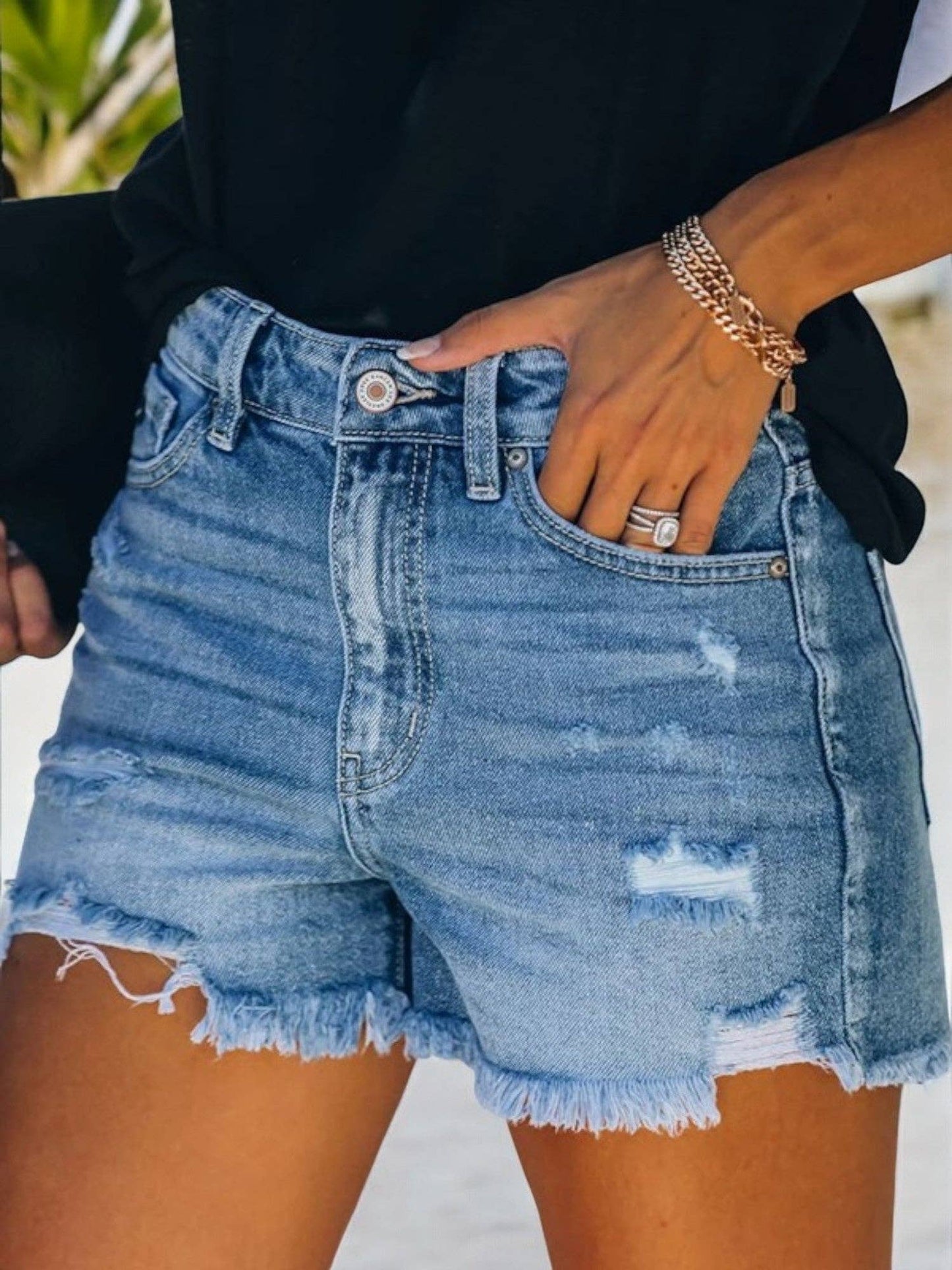 Summer Distressed Denim Shorts